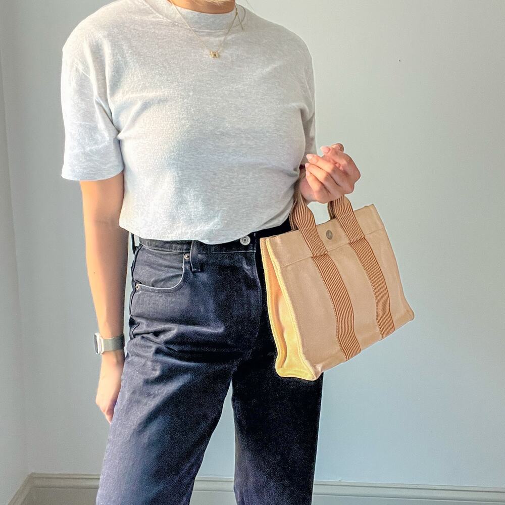 Hermes Peach Canvas Fourre Tout PM Tote Bag - Picture 11 of 11